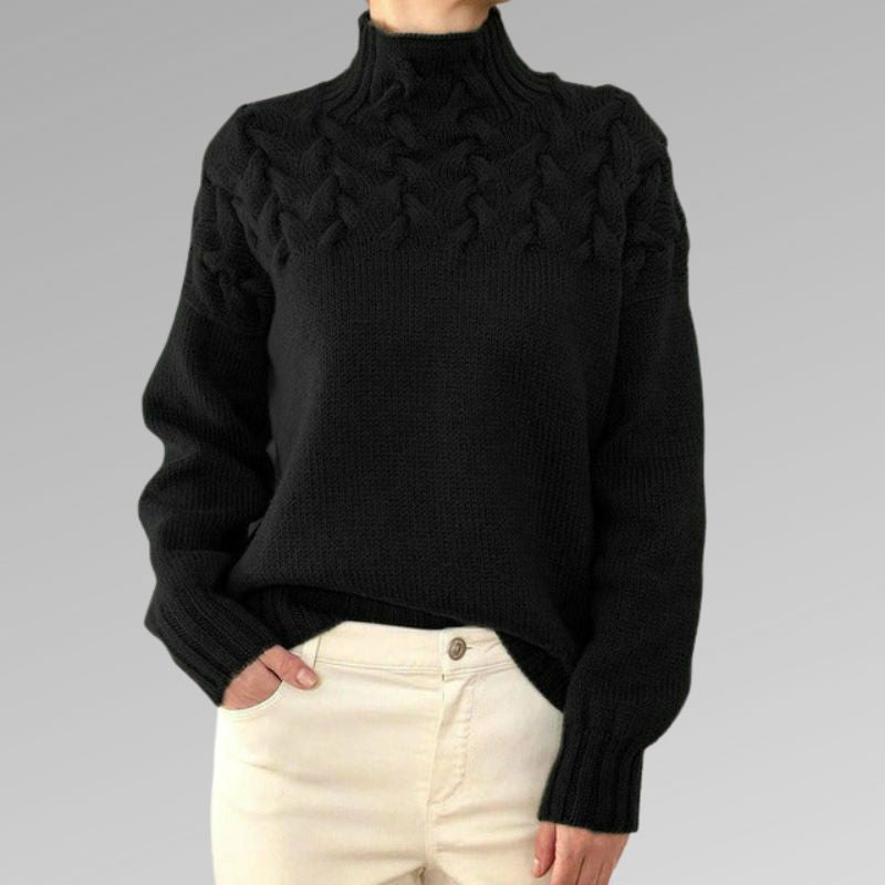 Rullekravepullover med twist-detaljer – Elegant varme med moderne finesse