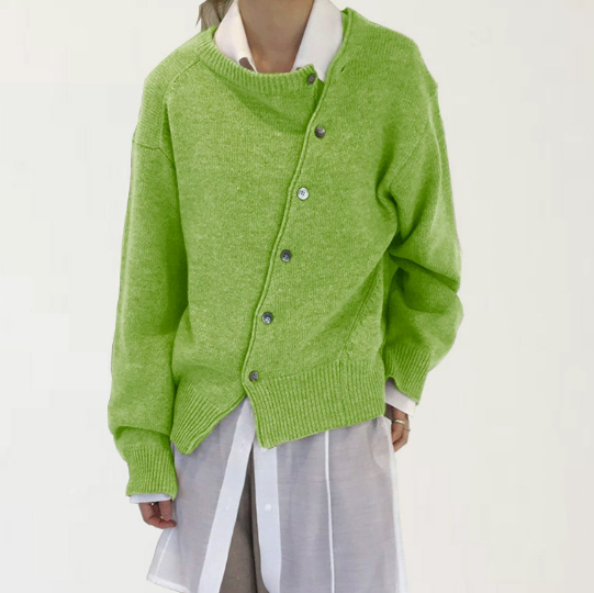 Asymmetrisk Knap-Cardigan – Uanstrengt Raffinering med Modern Twist