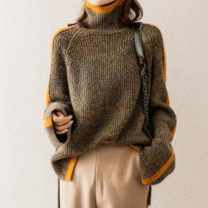 Stribet Rullekravebluse – Dristig varme med moderne elegance