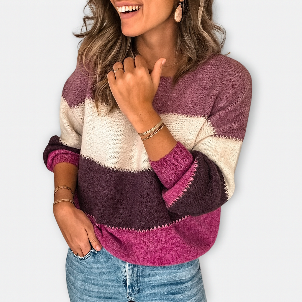 Colorblock Striktrøje – Afslappet Charme
