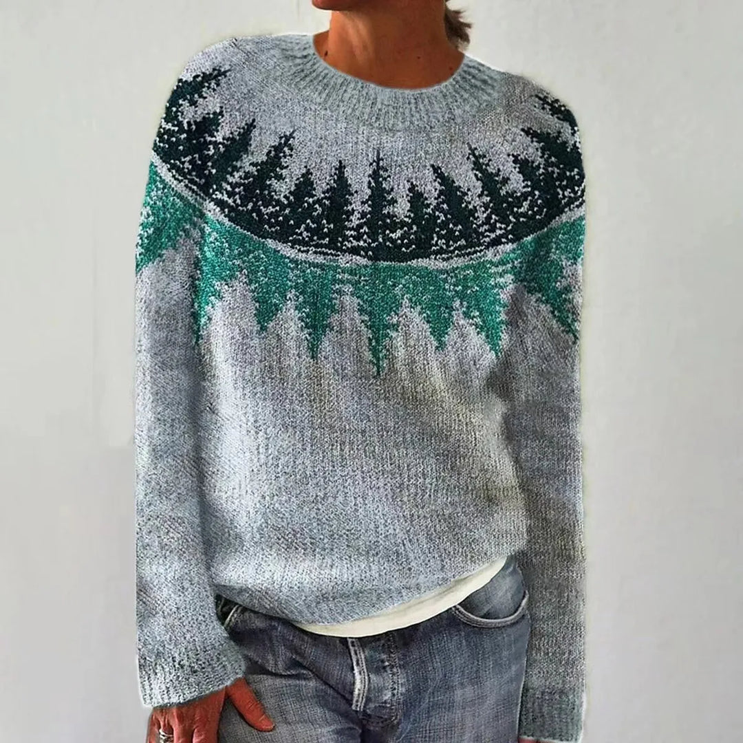 Pullover med skovmønster – Komfortabel stil med naturens charme