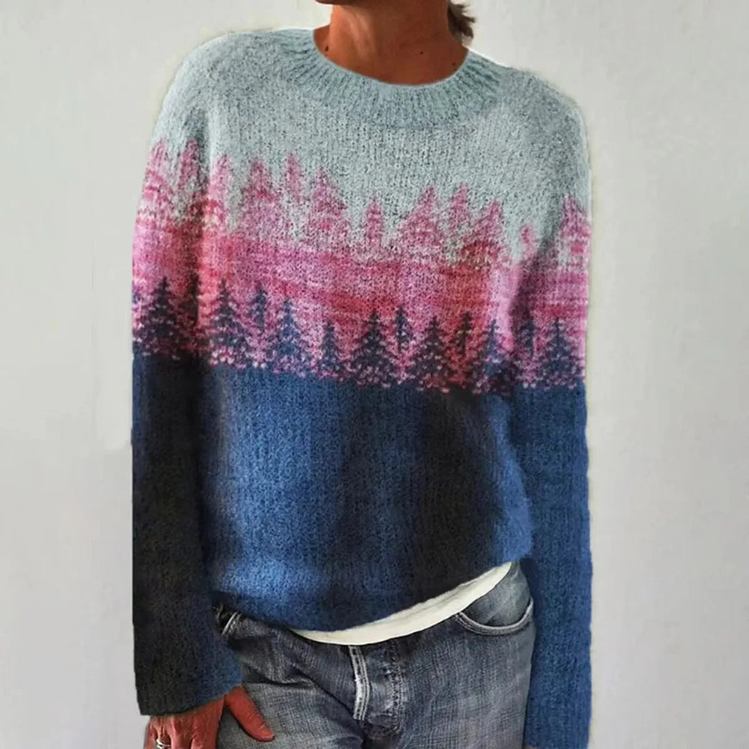 Pullover med skovmønster – Komfortabel stil med naturens charme