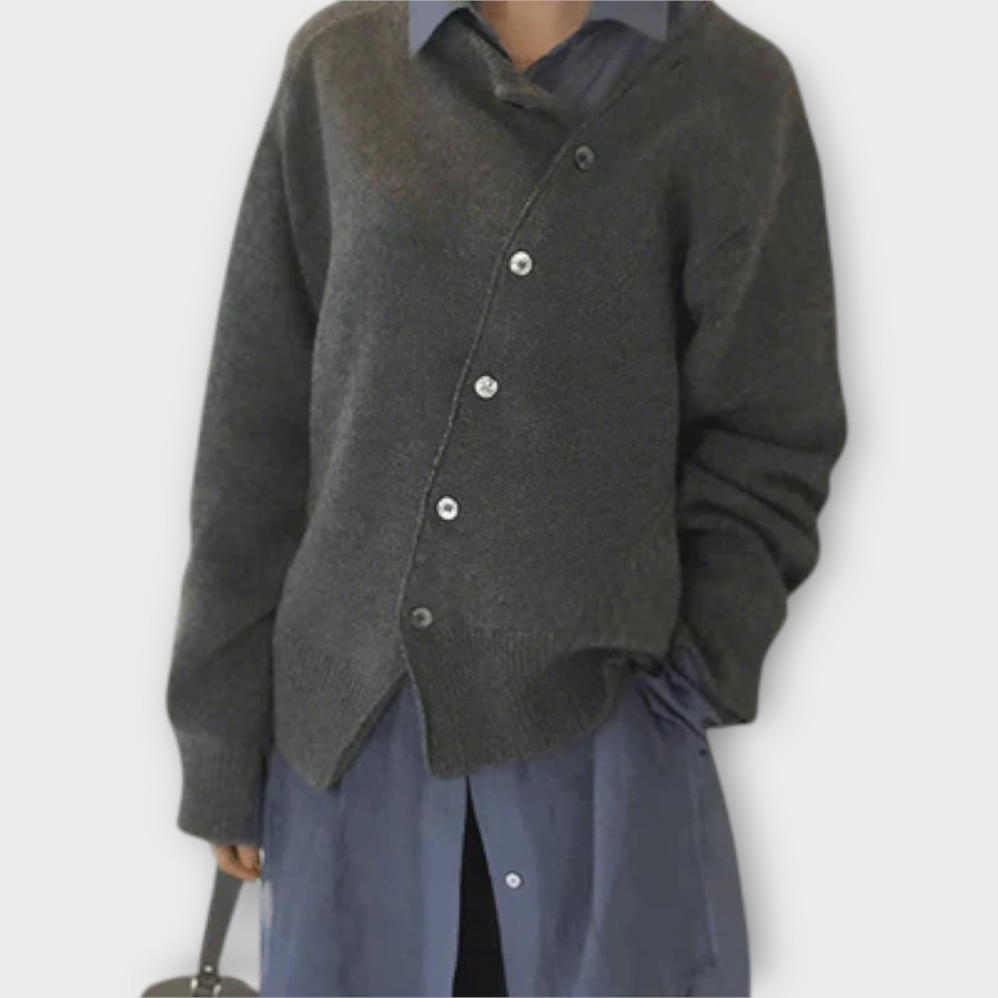 Asymmetrisk Knap-Cardigan – Uanstrengt Raffinering med Modern Twist