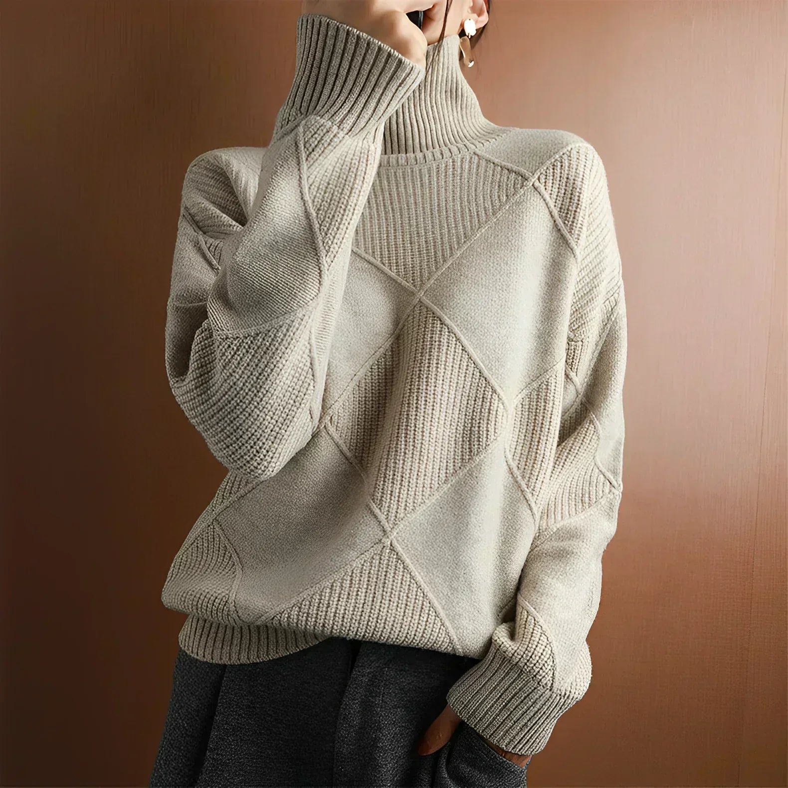 Rauten-Rullekravepullover – Raffineret varme med moderne stil